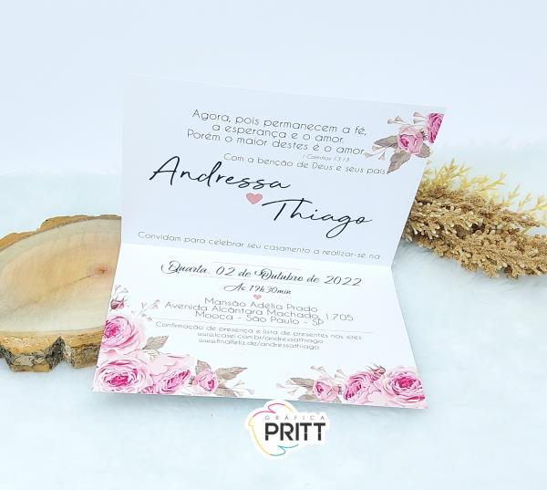 Convite de Casamento Rosa Barato